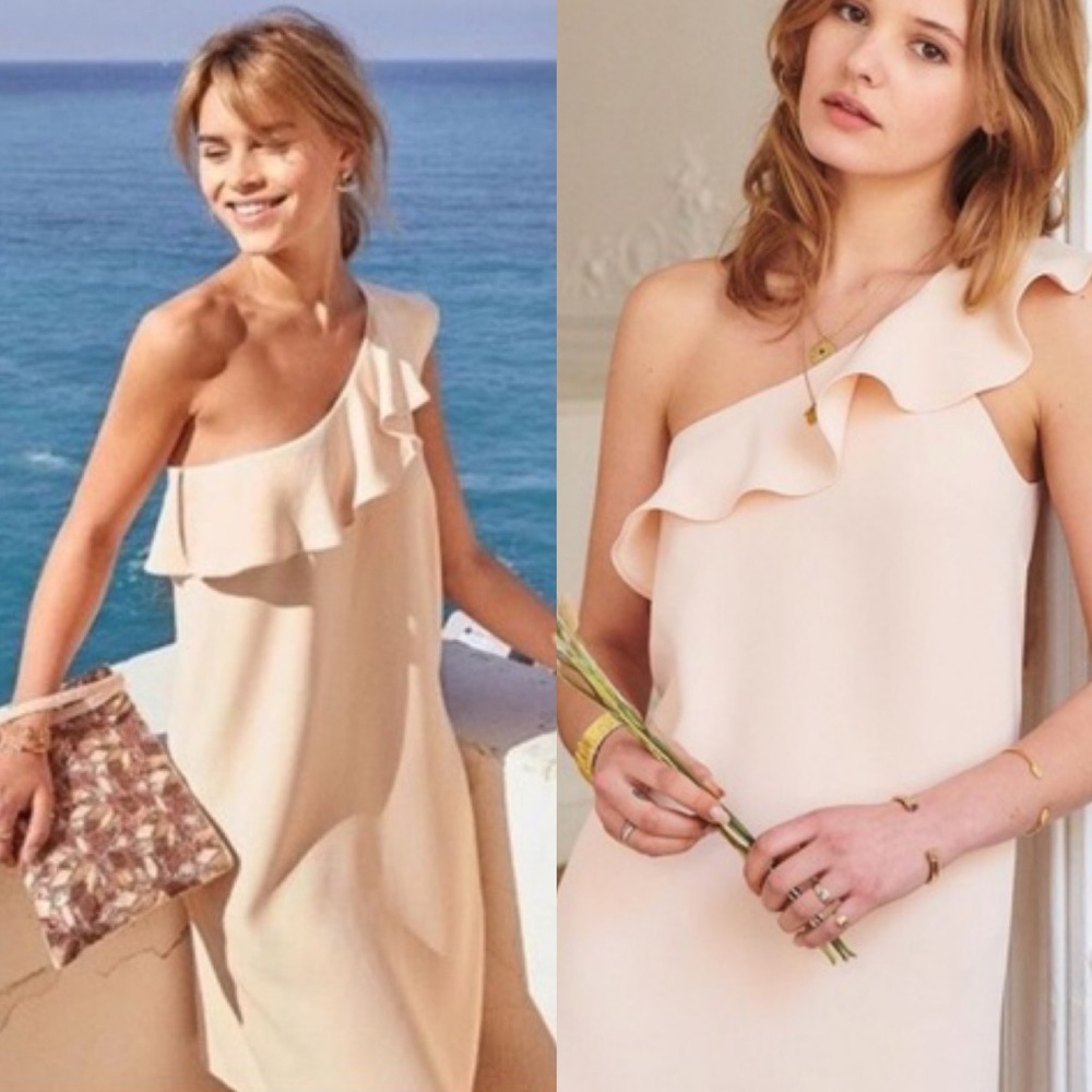 Sezane Louison Dress One Shoulder Ruffle Size 40 French US 8 Asymmetric Zip